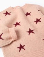 Pull tricoté avec étoiles en lurex pour filles, rose/bordeaux – Image 3