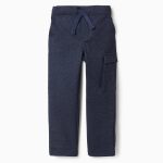 Pantalon chevron enlacé pour garçons 'straight', bleu foncé