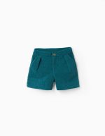 Short en maille interlock avec plis devant pour filles, bleu