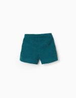 Short en maille interlock avec plis devant pour filles, bleu – Image 2