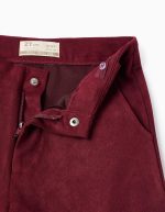 Pantalon en daim large jambe pour filles, bordeaux – Image 3