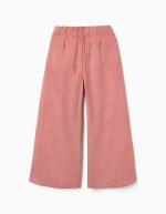 Pantalon en daim large jambe pour filles, rose – Image 2
