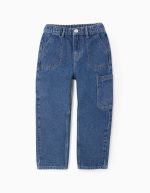Jeans cargo en coton pour garçons 'Coupe ample', bleu
