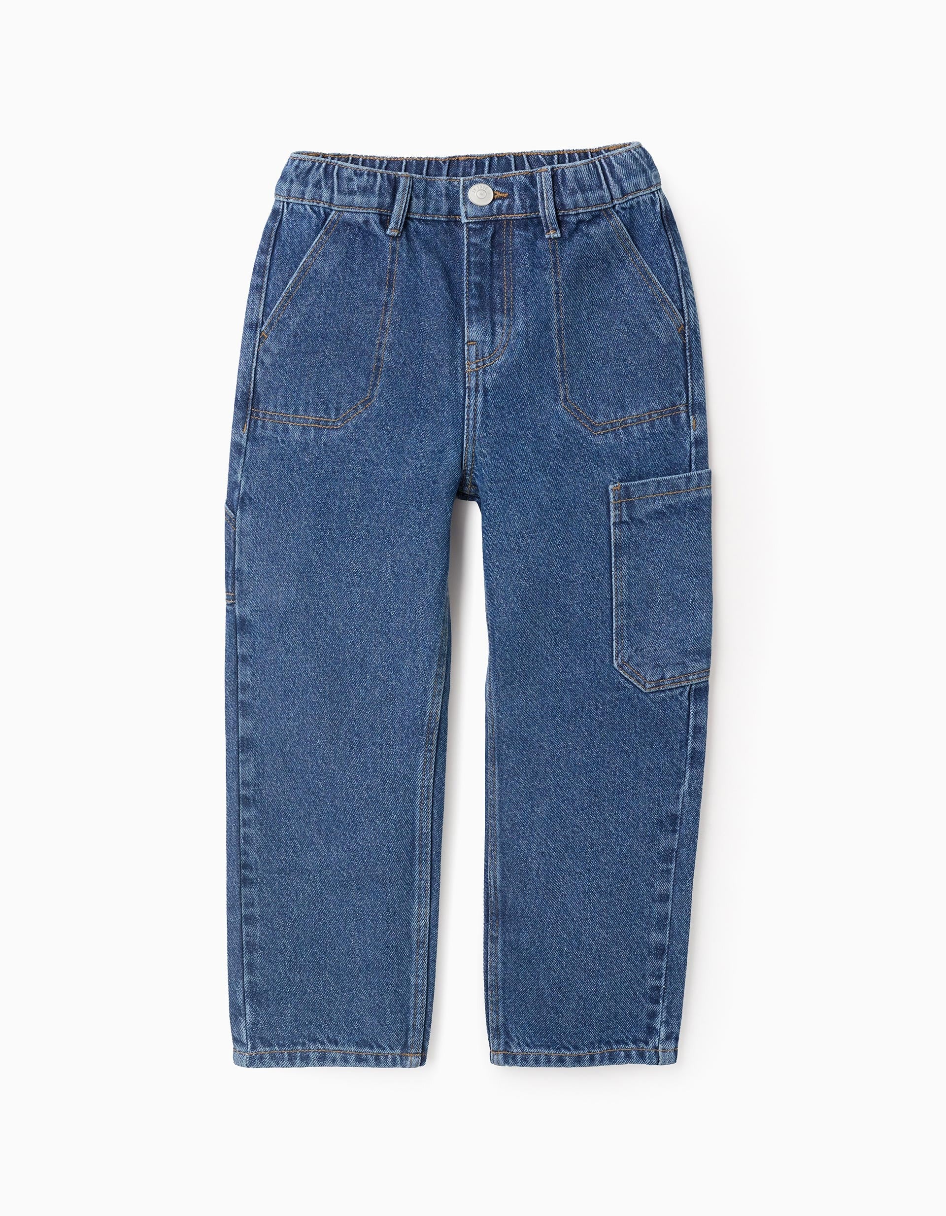 31074930003-1 Jeans cargo en coton pour garçons 'Coupe ample', bleu – Image 1