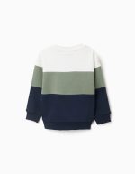 Sweat brossé avec bloc de couleurs pour garçons, blanc/vert/bleu – Image 2