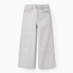 Jean en coton avec imprimé à paillettes d’étoiles et de lune pour filles, gris