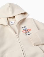 Veste à capuche brossée + ensemble de jogging pour garçons, beige/bleu foncé – Image 3