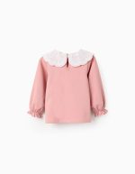 T-shirt avec col Broderie Anglaise et volants pour filles roses, rose – Image 2