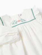 Chemise en Sergé Léger Brodée de Fleurs pour Bébé Fille, Blanc – Image 3