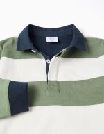 Polo en coton à manches longues avec rayures pour les garçons, vert/blanc/bleu – Image 3