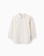 Chemise en coton à carreaux pour garçons, beige/orange/bleu