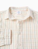 Chemise en coton à carreaux pour garçons, beige/orange/bleu – Image 3