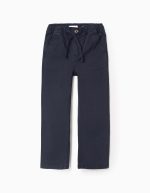 Pantalon chino en sergé 'Straight Fit' avec cordon pour garçons, bleu foncé