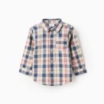 Chemise à carreaux en coton 'B&S’pour les petits garçons, beige/bleu/rouge