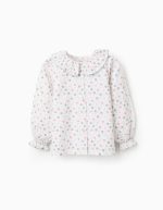 Chemise en coton fleuri pour filles, blanche/rose/verte