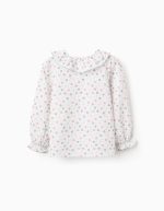 Chemise en coton fleuri pour filles, blanche/rose/verte – Image 2