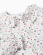 Chemise en coton fleuri pour filles, blanche/rose/verte – Image 3