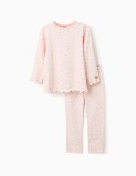 Pyjama côtelé avec motif floral pour filles, rose/blanc/vert