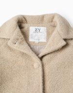 Veste moelleuse boutonnée pour filles, beige – Image 3