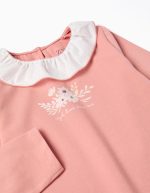 T-shirt à manches longues avec imprimé et col à volants pour filles, rose – Image 3