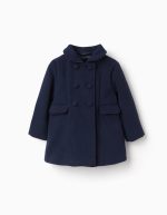 Manteau effet laine avec poches avant pour filles, bleu foncé