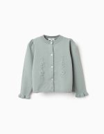 Cardigan brodé et volants B&S pour filles, vert clair