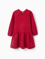 Robe tricotée avec col nœud pour filles, rouge – Image 2