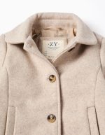 Manteau effet laine avec doublure You&Me pour filles, beige – Image 3