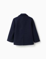 Manteau effet laine avec ouverture en croix pour garçons, bleu foncé – Image 2