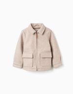 Manteau effet laine avec fermeture éclair et poches à rabat 'B&S’pour garçons, beige