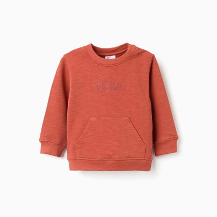 Sweat-shirt en coton orange avec imprimé « Œuvre d'art » pour bébé garçon