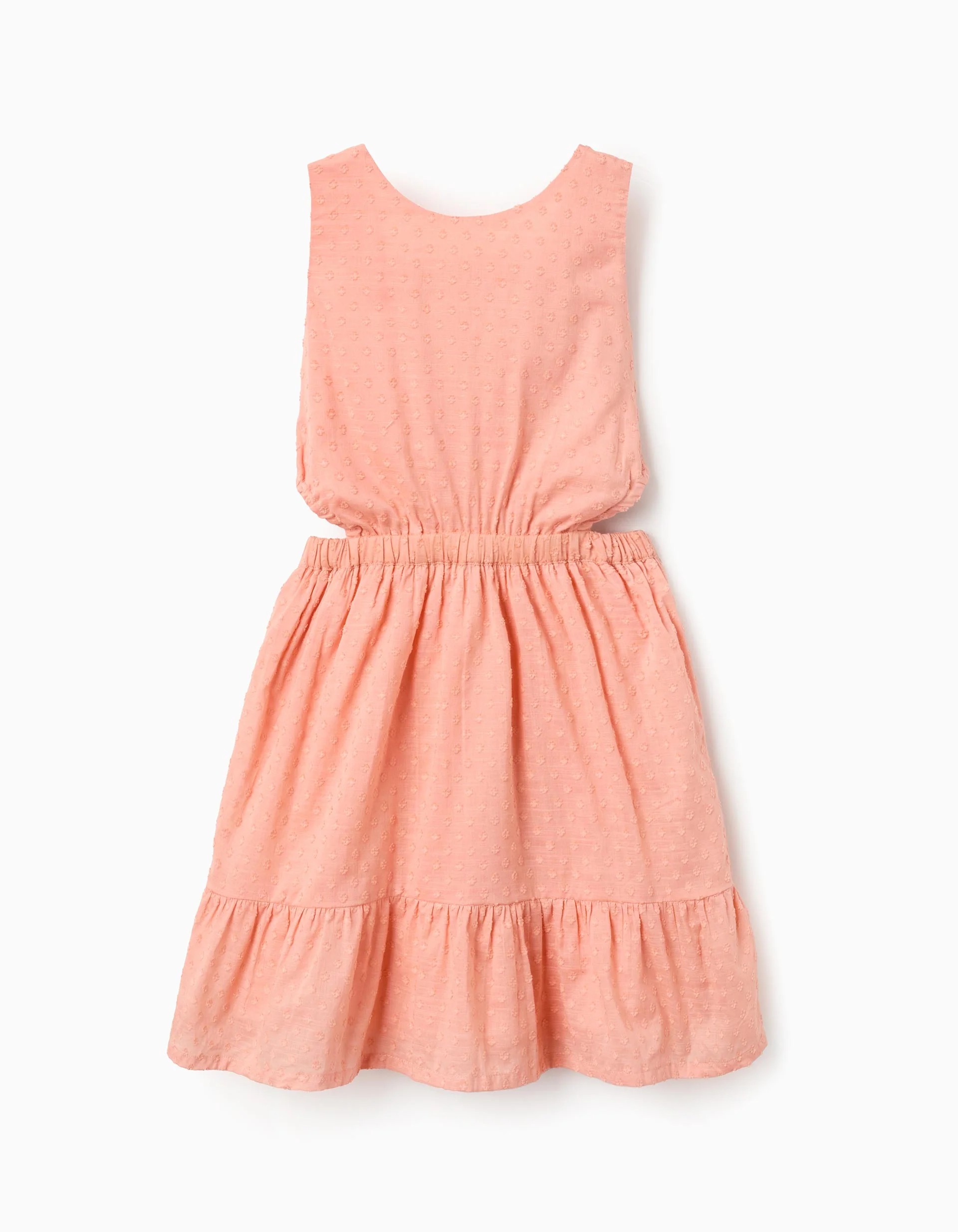 31077318029-0.jpg Robe en coton suisse à pois avec découpes pour filles, orange saumon – Image 1