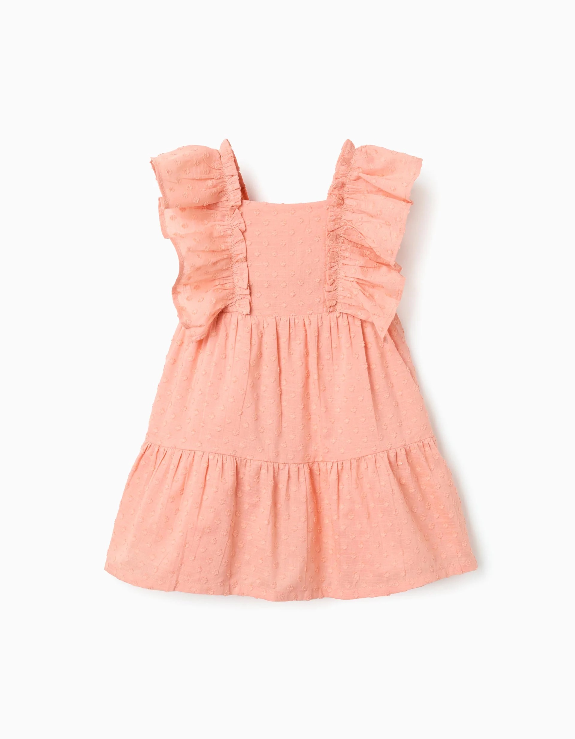 31077415029-0.jpg Robe en coton à pois suisses et volants pour bébé fille, orange saumon – Image 1