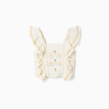 Haut SS en lin et coton beige clair