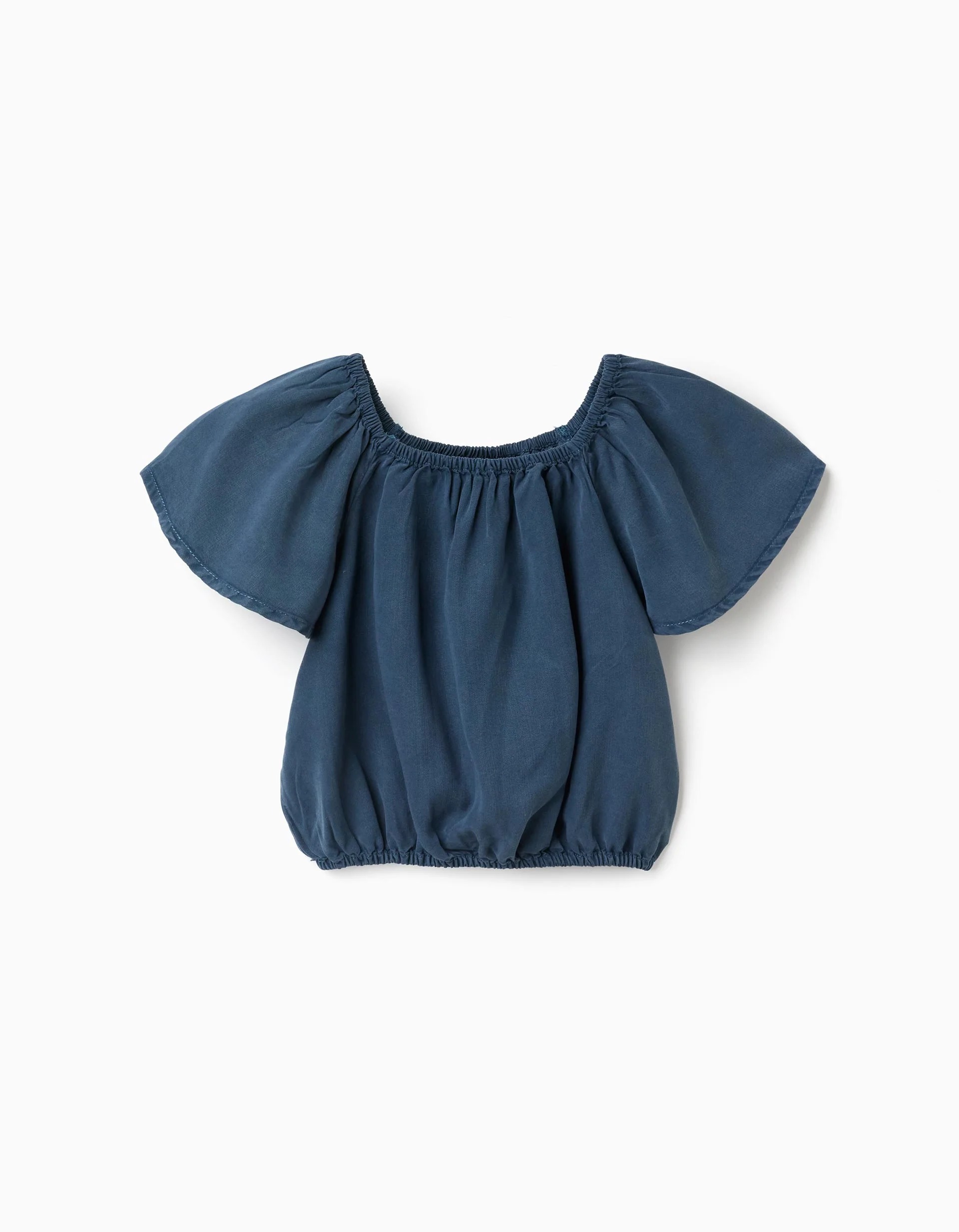 31077433006-0.jpg Top en lyocell pour fille, bleu foncé, avec col et taille élastiqués. – Image 1