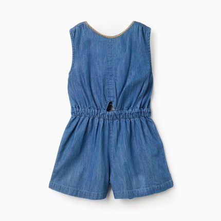 Salopette courte en jean bleu