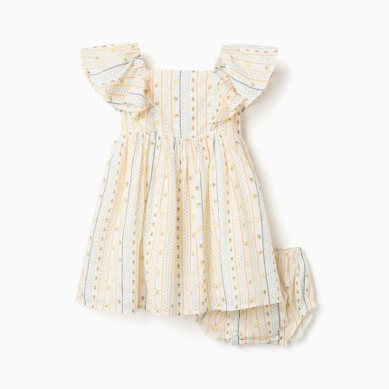 ROBE FILLE AOP BEIGE CLAIR