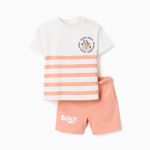 T-shirt et short en coton avec motif Bluey pour bébés et enfants, blanc/orange