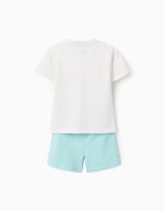 T-shirt et short en coton avec motif Bluey pour bébés et enfants, blanc/bleu – Image 2