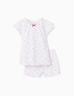 Pyjama en coton côtelé à motif cœur pour filles, blanc/rose