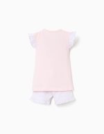 Pyjama en coton à manches courtes avec imprimé Stitch pour bébé fille, rose clair – Image 2