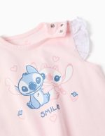 Pyjama en coton à manches courtes avec imprimé Stitch pour bébé fille, rose clair – Image 3