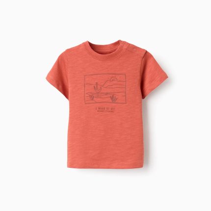 T-shirt en coton orange avec imprimé « Œuvre d'art » pour bébé garçon