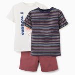 ENSEMBLE 2 T-SHIRTS ET SHORT BLEU FONCÉ