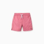 Short de bain avec cordon et poche pour garçon, rose foncé