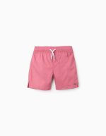 Short de bain avec cordon et poche pour garçon, rose foncé