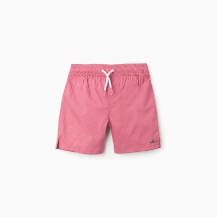 Short de bain avec cordon et poche pour garçon, rose foncé