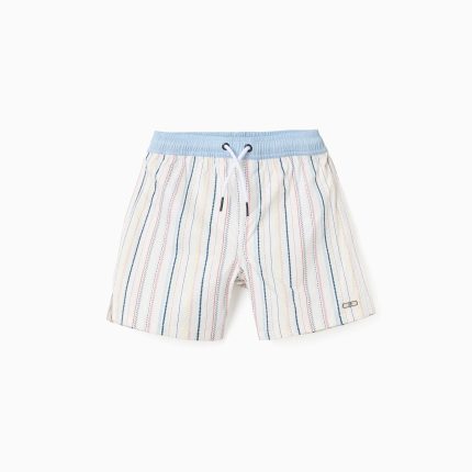 Short de bain à rayures ethniques et cordon B&S pour garçon, multicolore