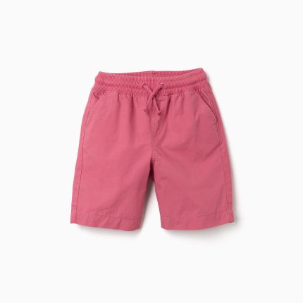 SHORT EN POPLINE ROSE FONCÉ