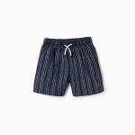 Short de bain à rayures et cordon pour garçon, multicolore